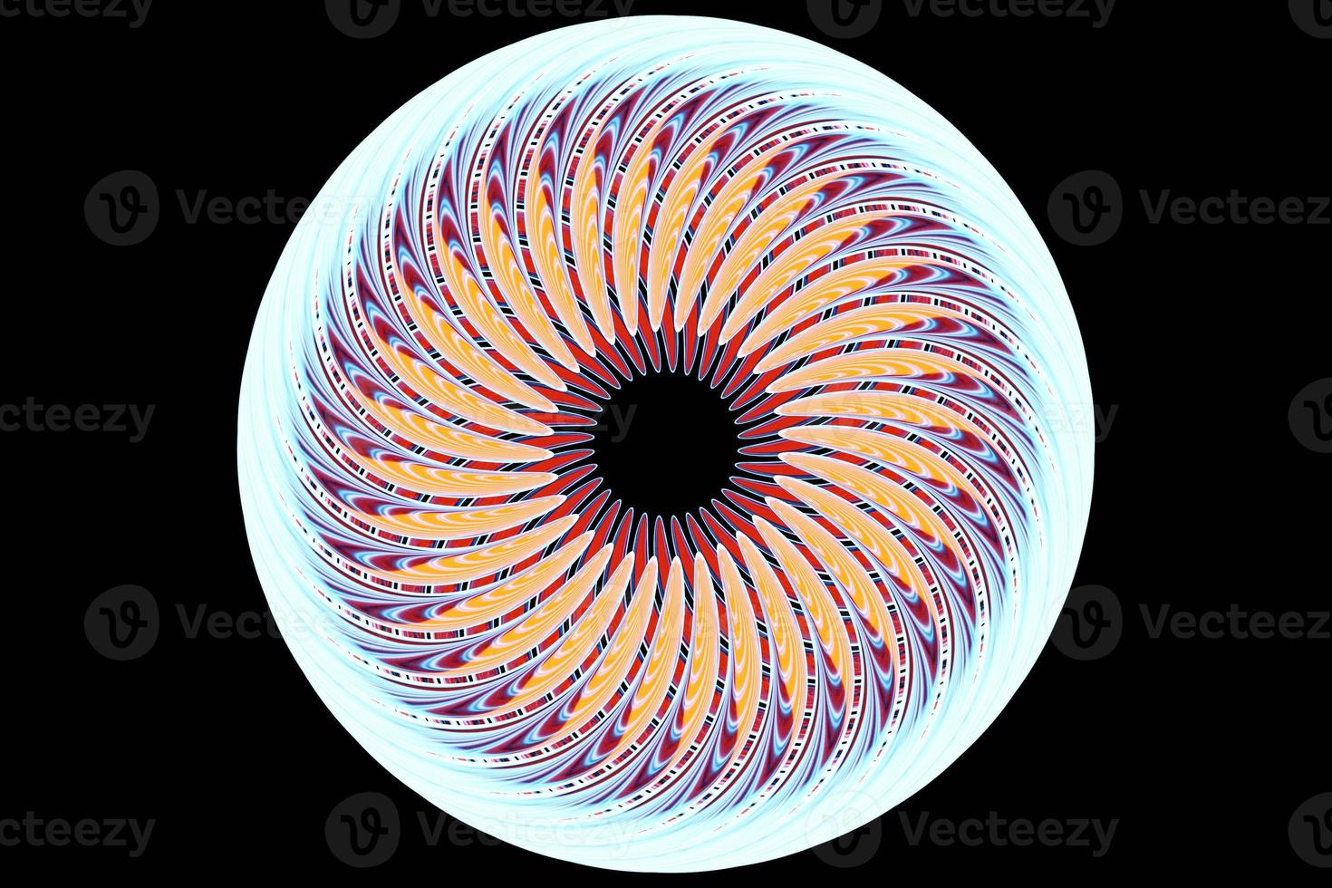 3D rendering abstract neon  round fractal, portal. Colorful round spiral. photo