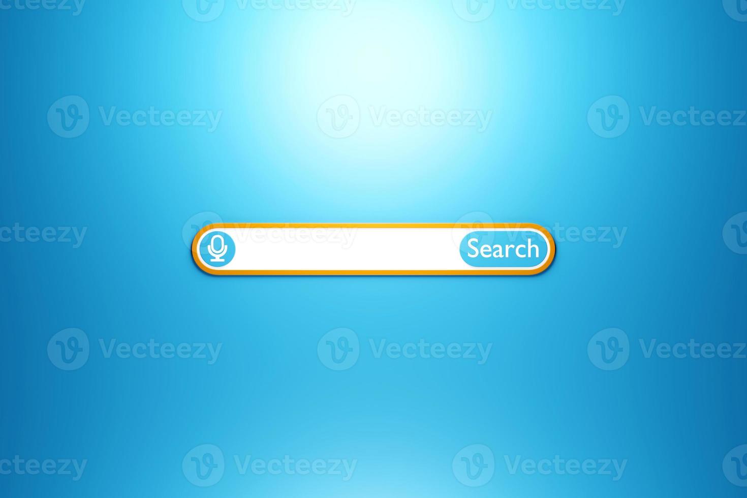 3D illustration, Search bar design element on a   blue   background. Search bar for website and user interface, mobile applications. photo