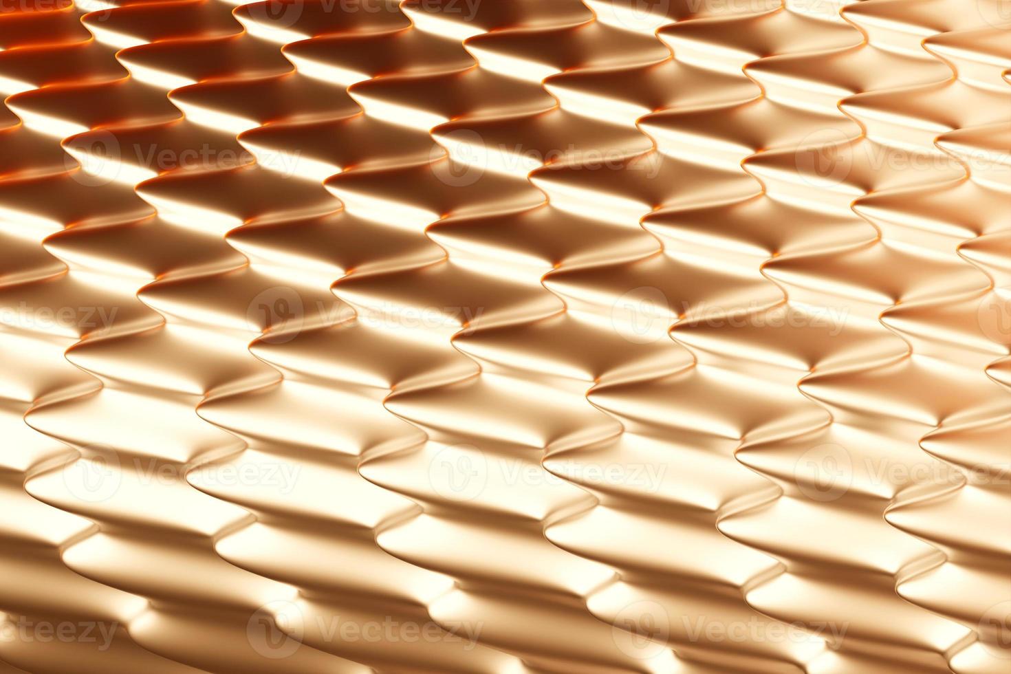 3d illustration of geometric  golden  wave surface.  Pattern of simple geometric  shapes photo