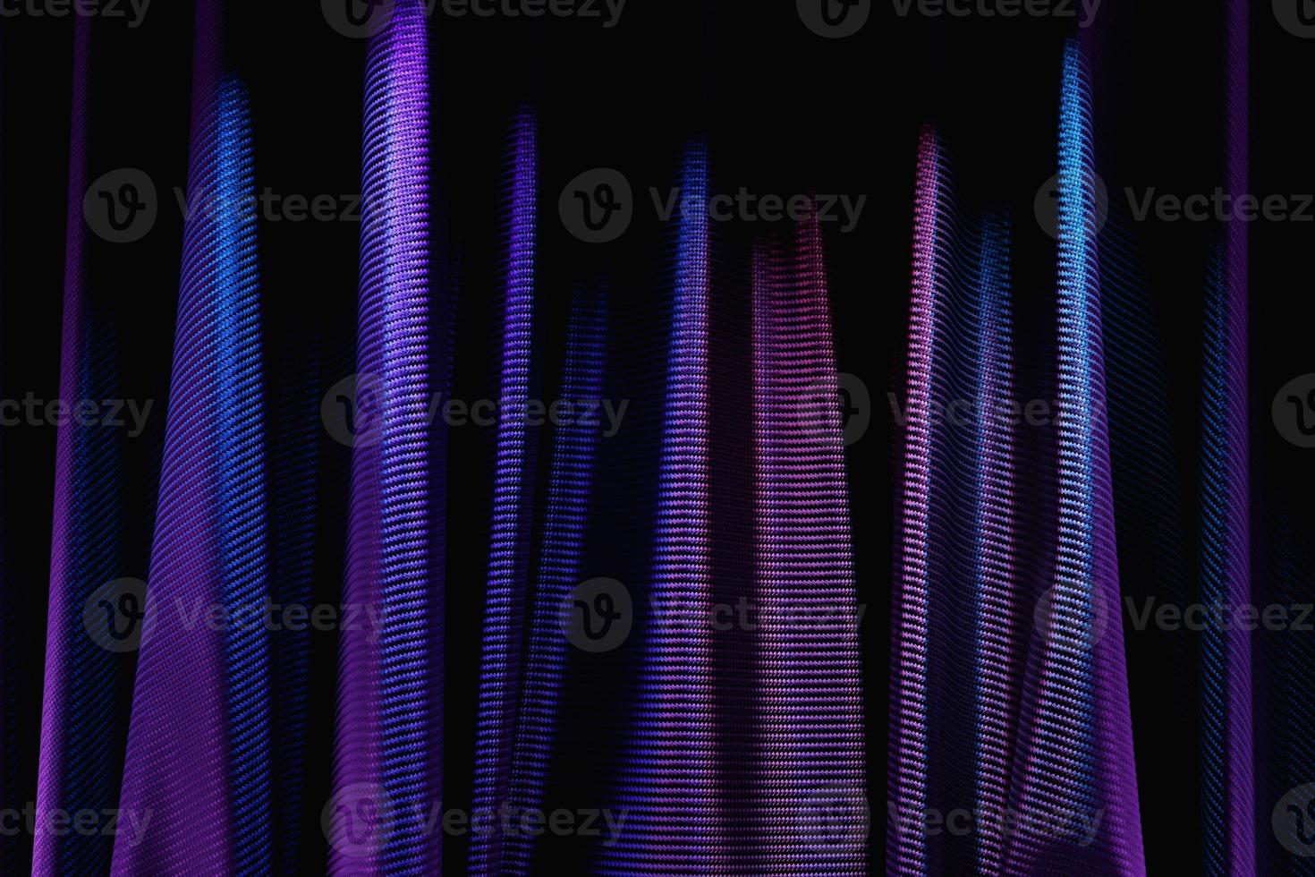 3D illustration of the purple carbon fabric design element. Close up of the cloth material flying photo