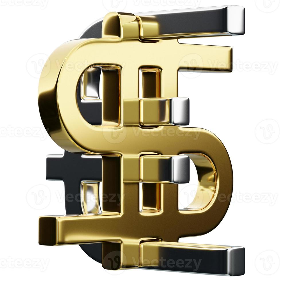 3d illustration of  gold euro and silver dollar money icons on  white isolated background. Currency exchange symbol, rising prices. Convert dollar to euro and back. photo