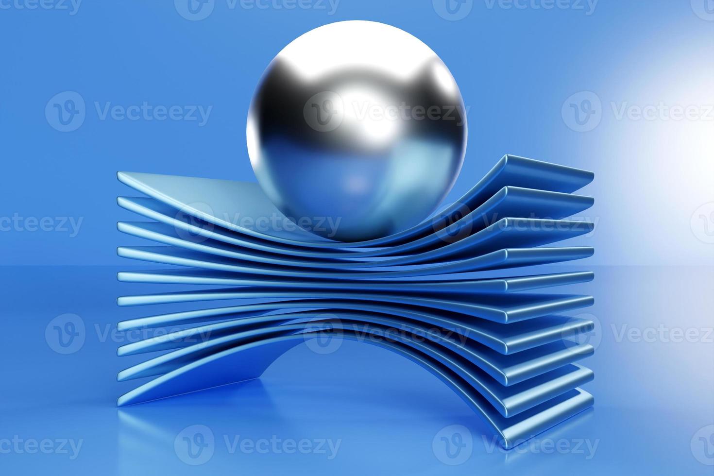 3D illustration, blue  illusion isometric abstract shapes colorful shapes intertwined photo