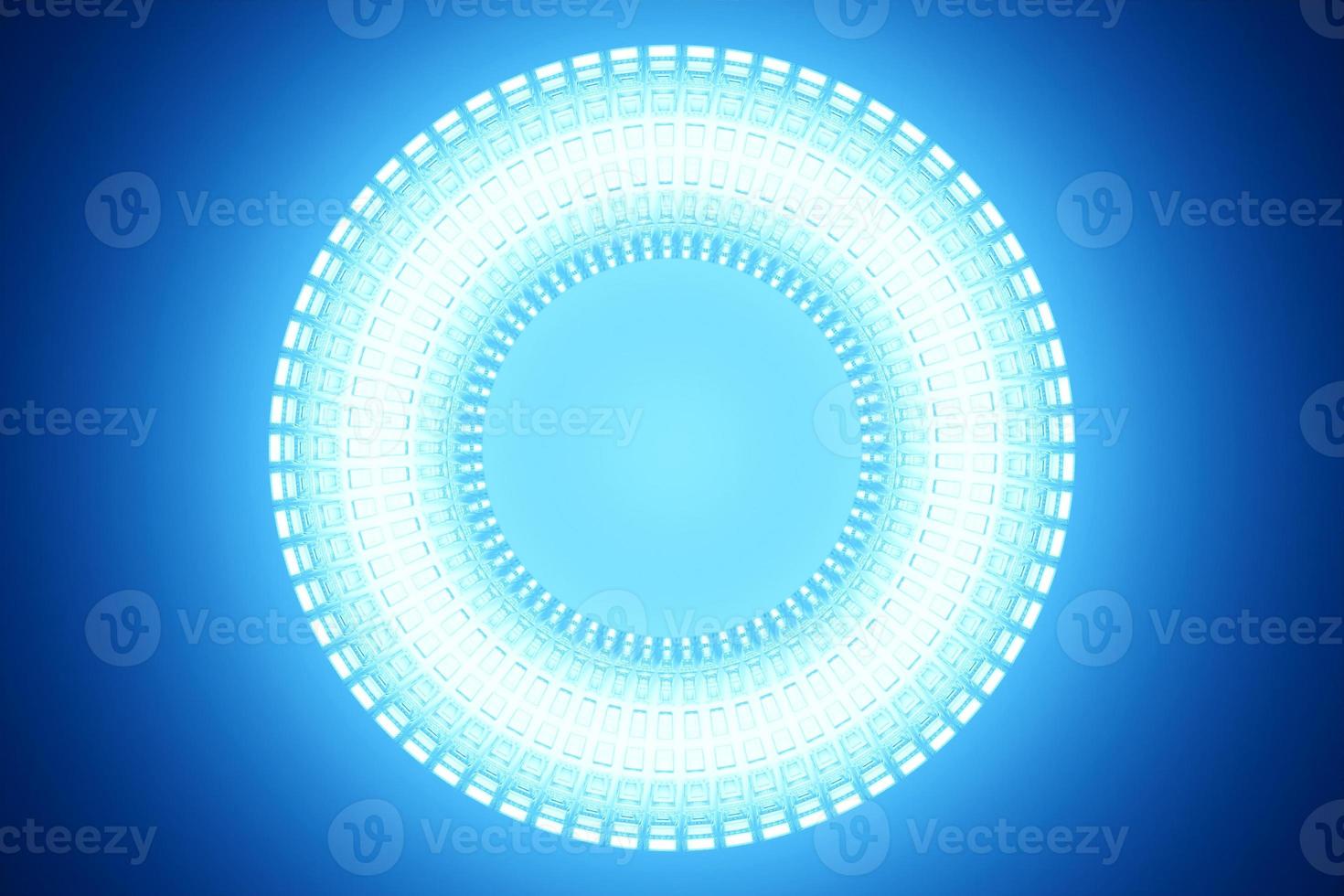 3D rendering abstract  blue neon   round fractal, portal. Colorful round spiral. photo