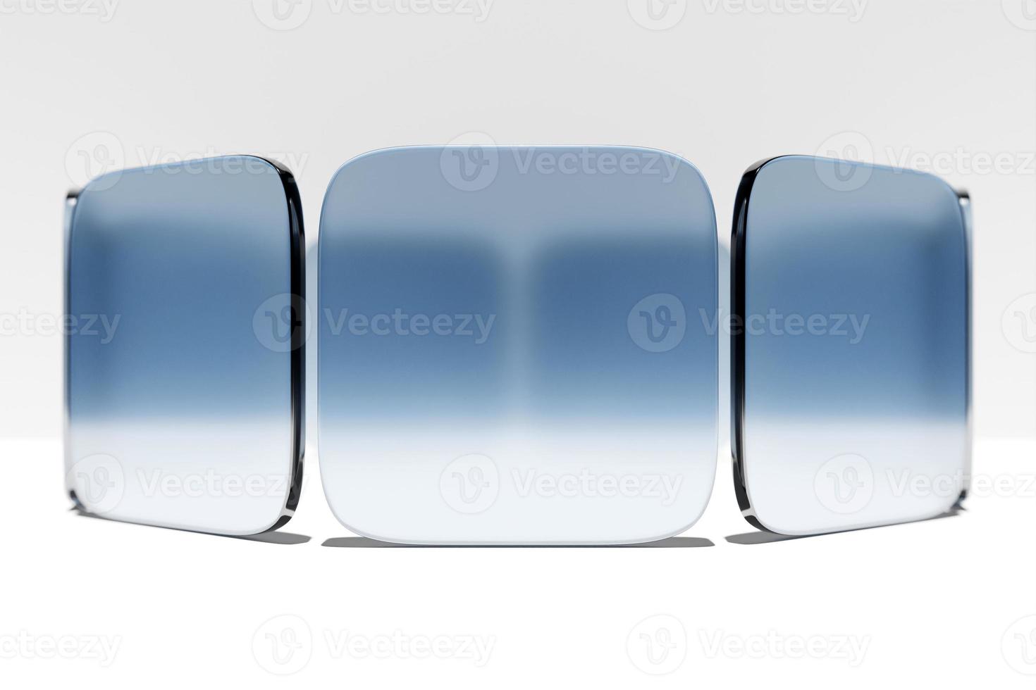 3d model of a   blue light cube. Abstract bright polyhedron with  tips on a white   isolated background. 3D illustration photo