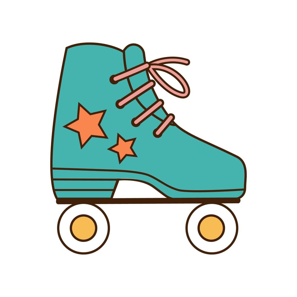 Roller skates in retro style. Flat vector illustration.