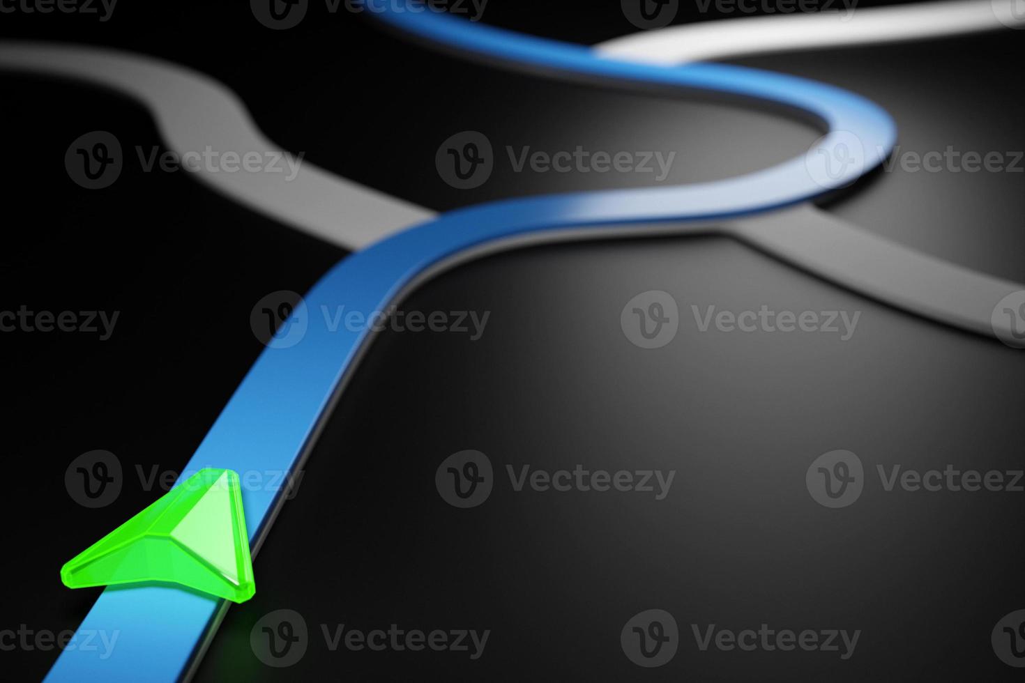 3d illustration of a directional trajectory icon with navigation neon markers photo