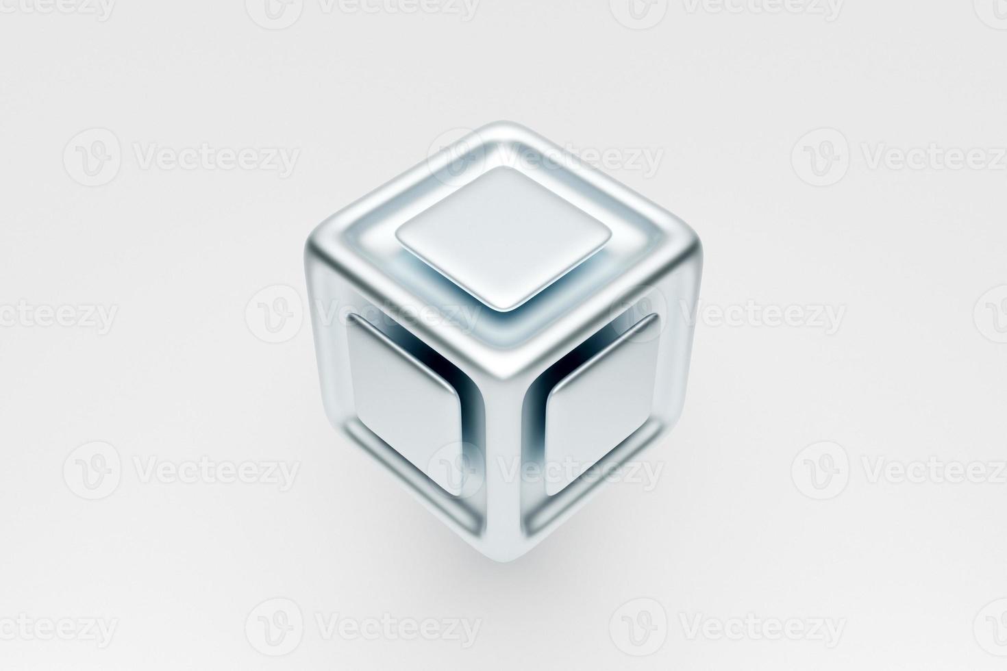 3d illustration   white  lighting cube flying on white isolated background photo