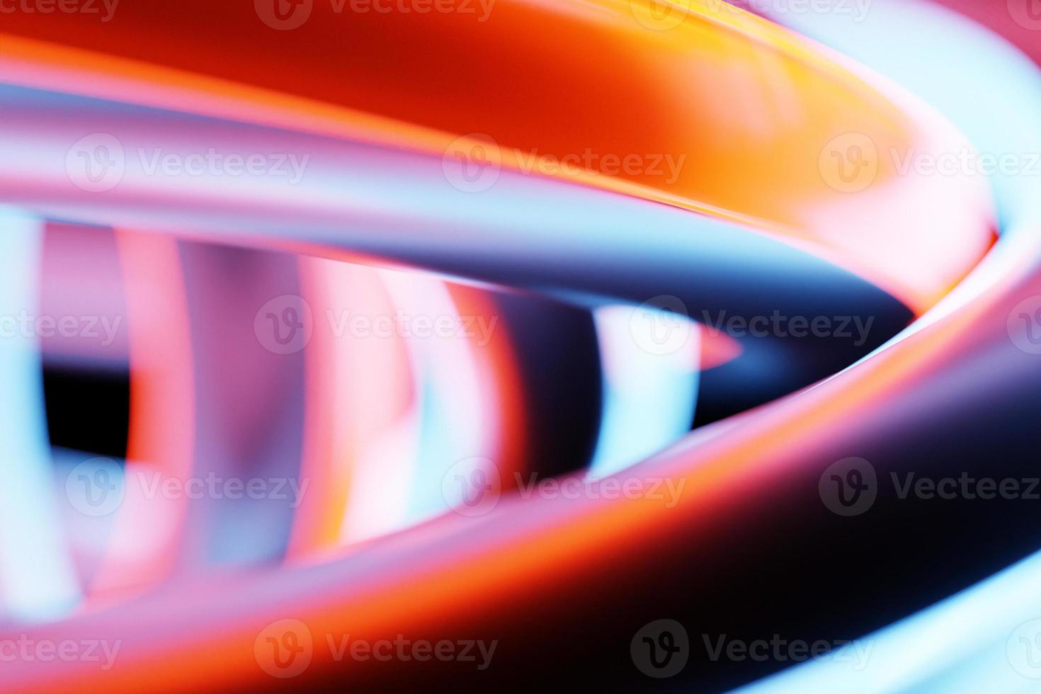 3D illustration of a red and blue torus. Fantastic cell.Simple geometric shapes photo