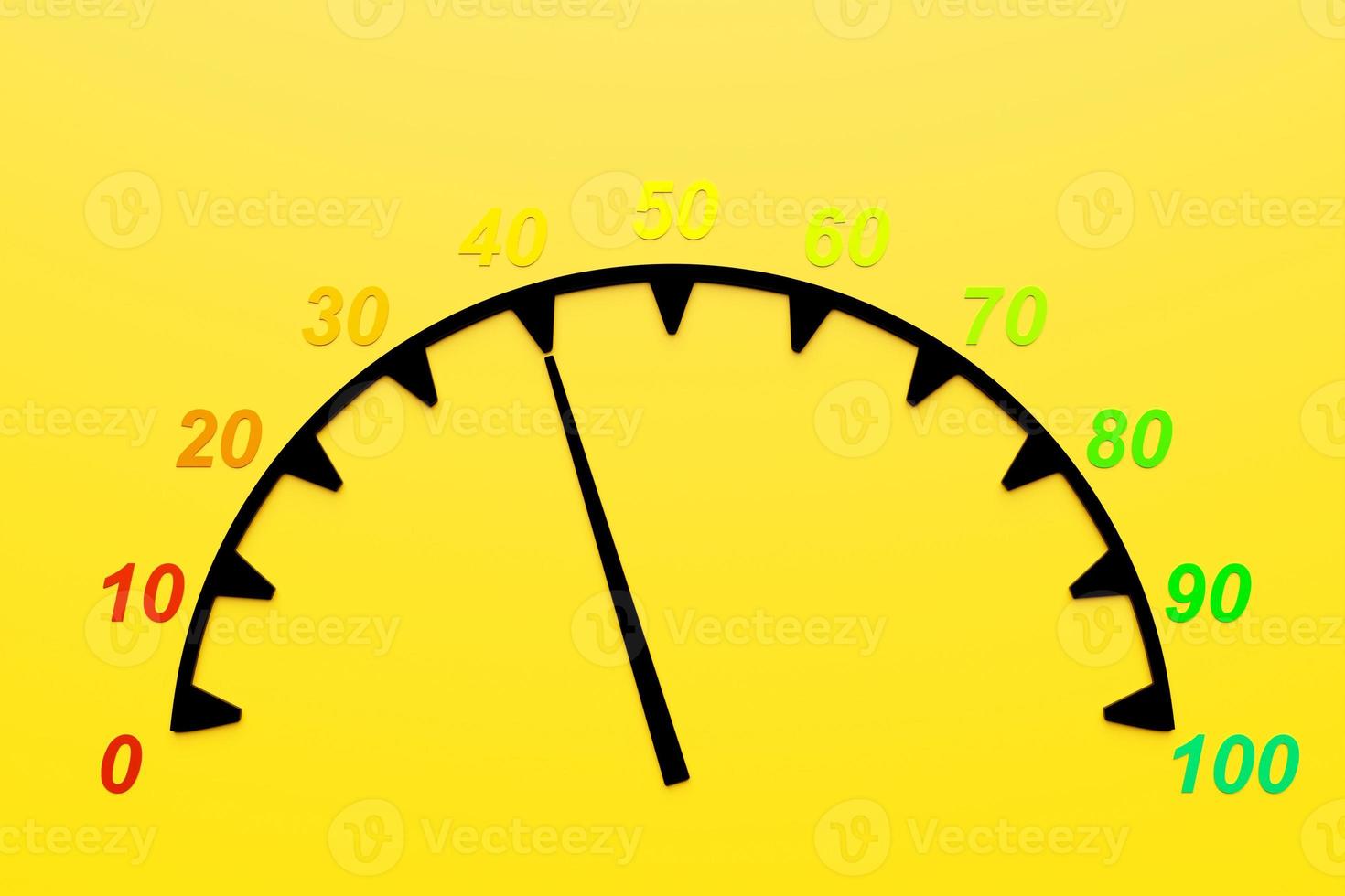 3d illustration  control panel icon with indicator 40 . Normal risk concept on speedometer. Credit rating scale photo
