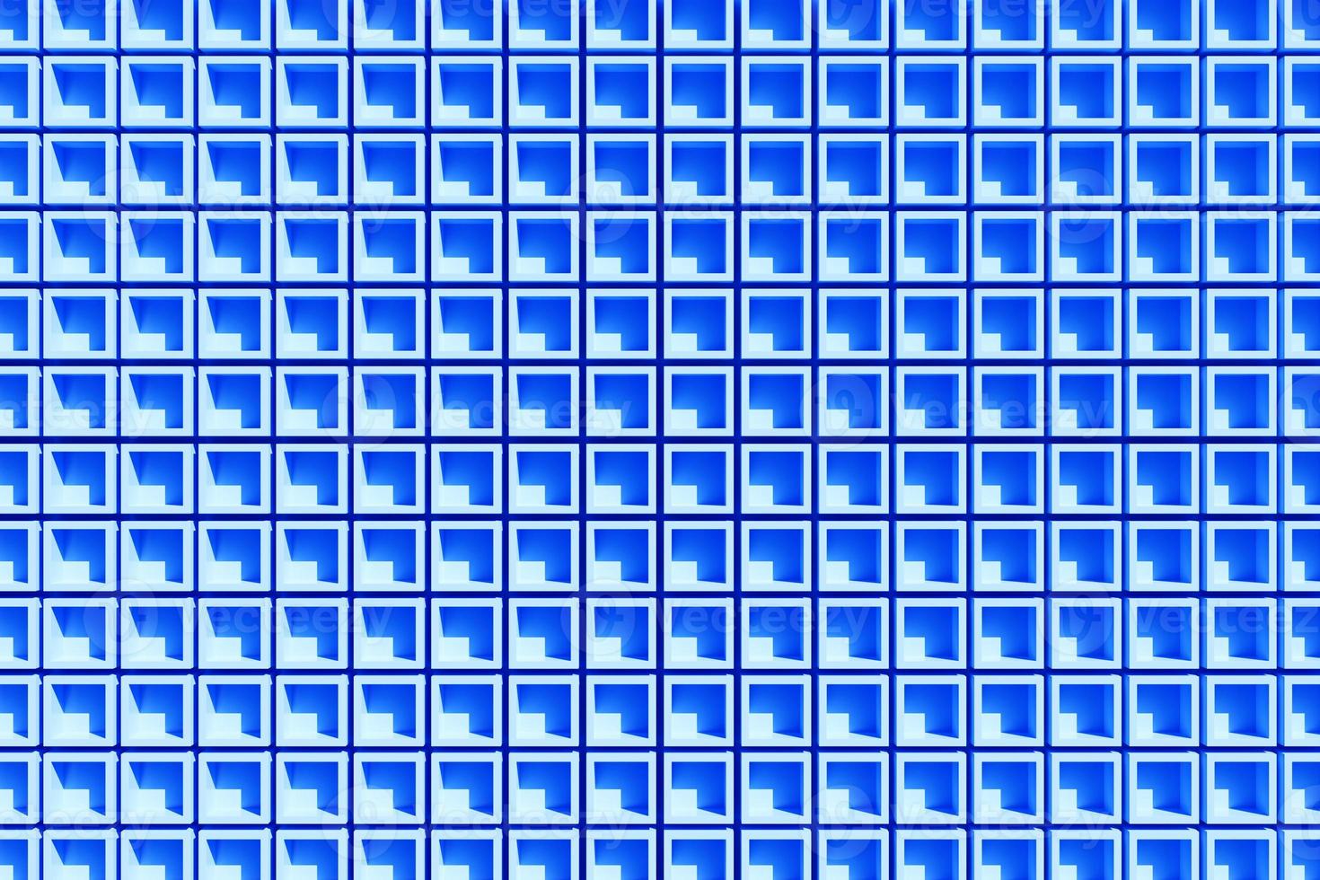 3d illustration of blue wall stripes . Set of squares on monocrome background, pattern. Geometry  background, pattern photo