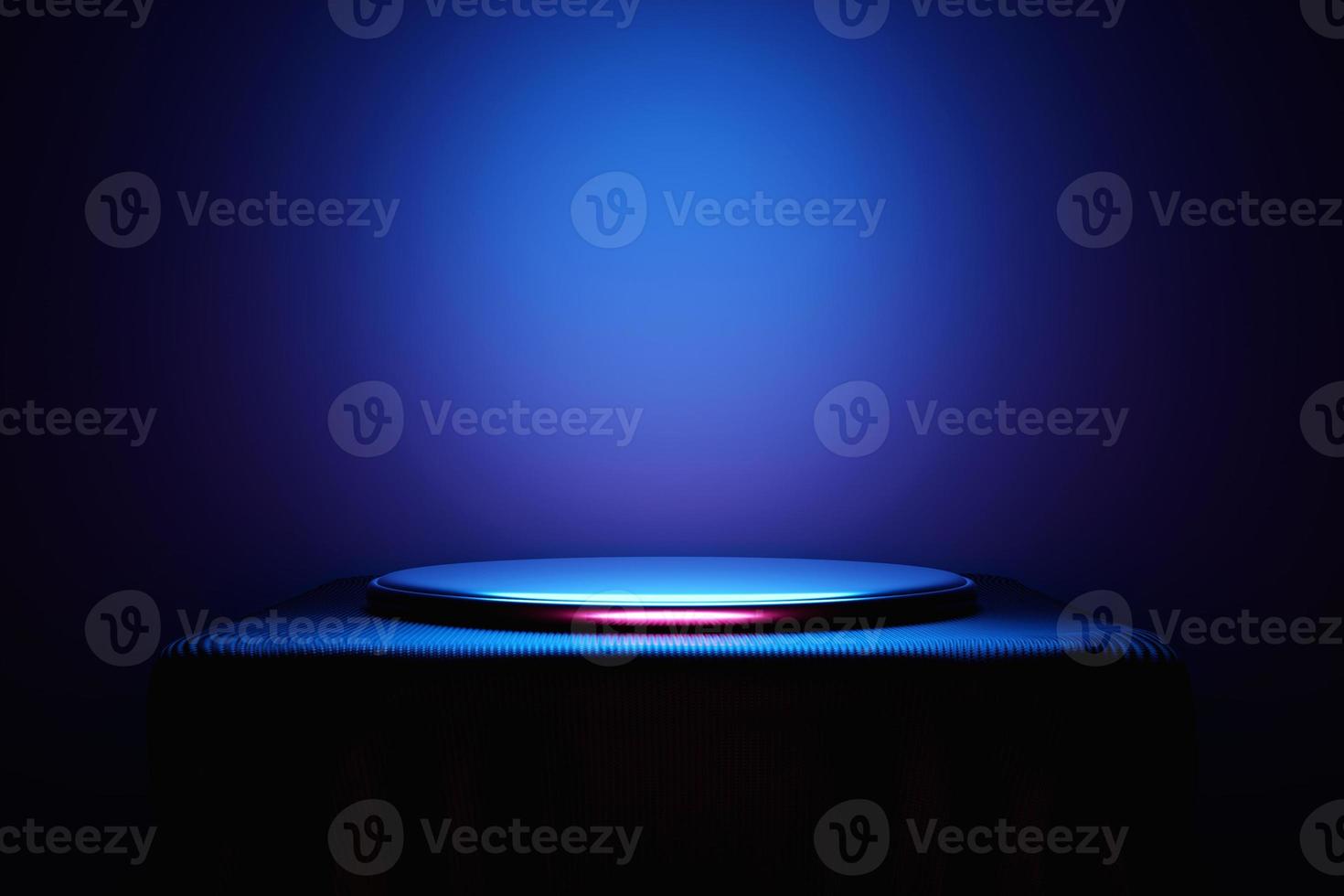 3d illustration of a scene from a square on a pedestal under a blue  cloth  on a monocrome background. photo