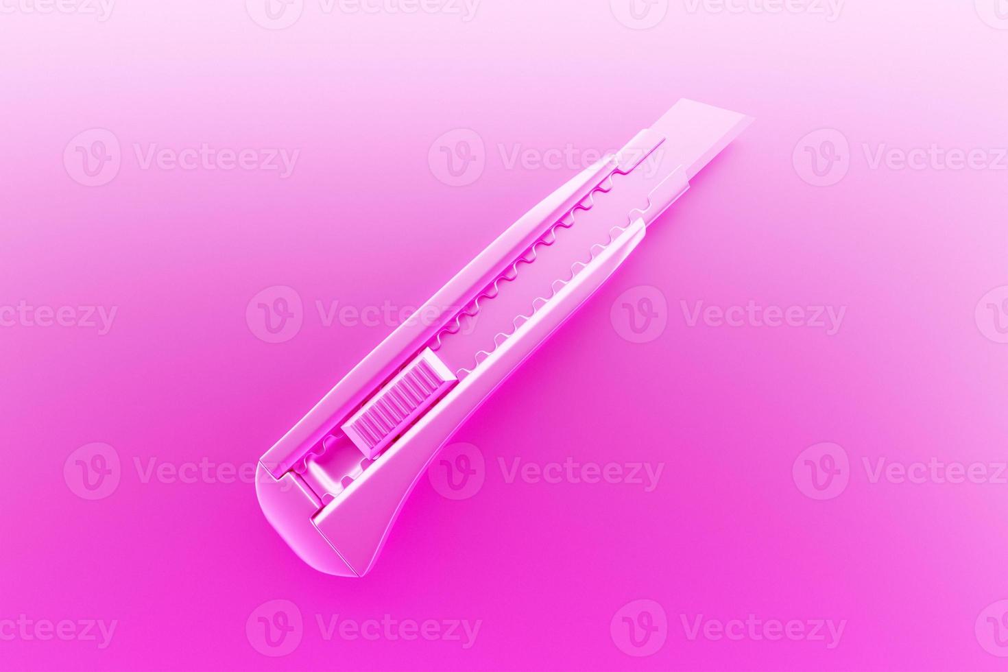 3D illustration of a  pink  cutter hand tool isolated on a monocrome background. 3D render and illustration of repair and installation tool photo
