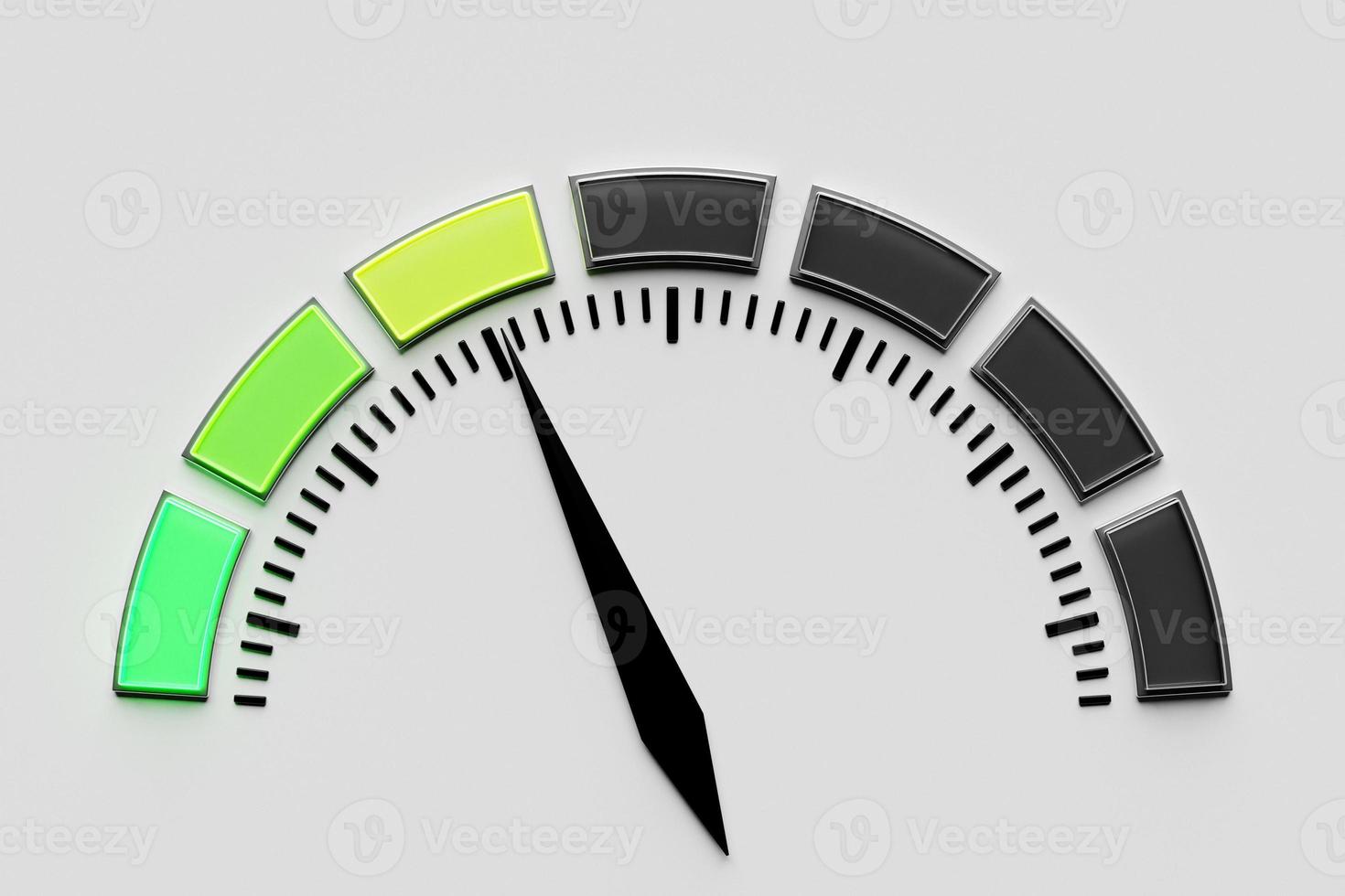 3D illustration   loading bar with an indicator in the middle in green  zone. Rings of Progress photo