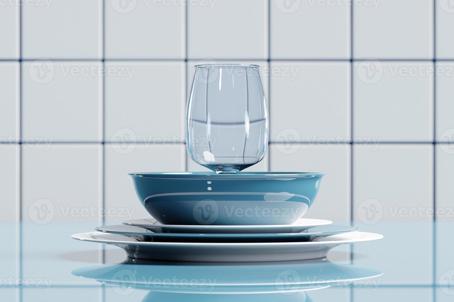 Realistic 3d illustration of an empty set of dishes. photo