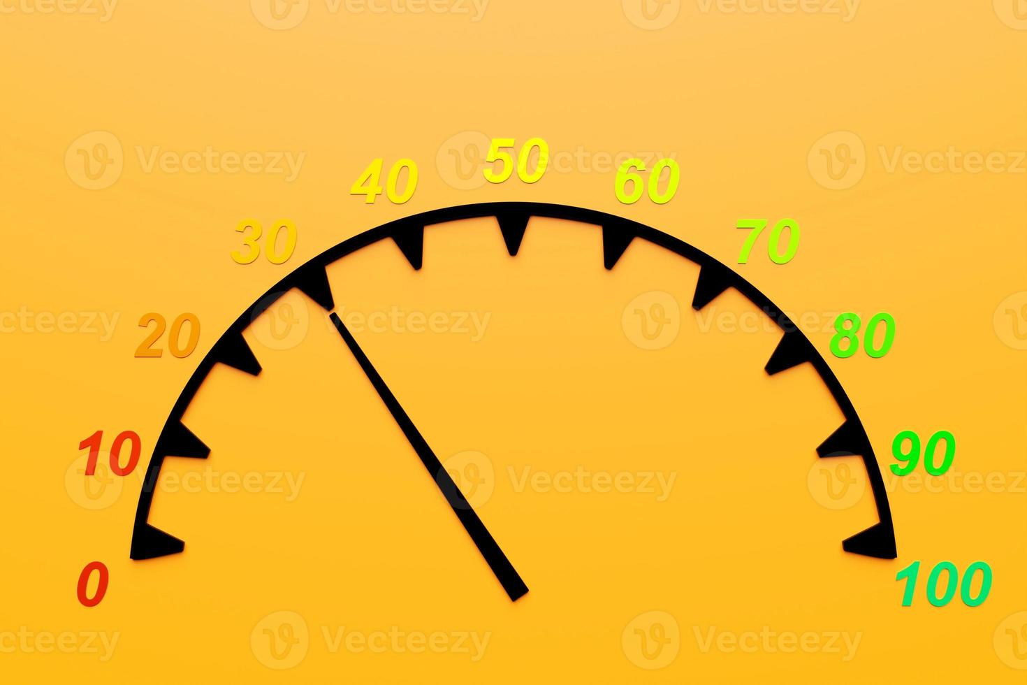 Ilustración 3d del icono de velocidad de medición de velocidad. icono colorido del velocímetro, el puntero del velocímetro apunta a 40 foto