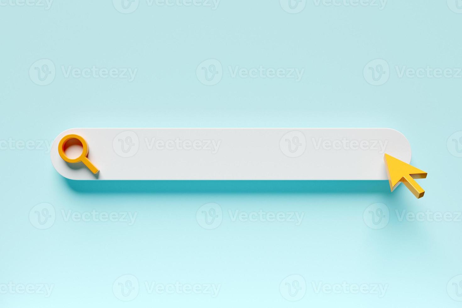 3d illustration of an internet search page on a  blue background. Search bar  icons photo