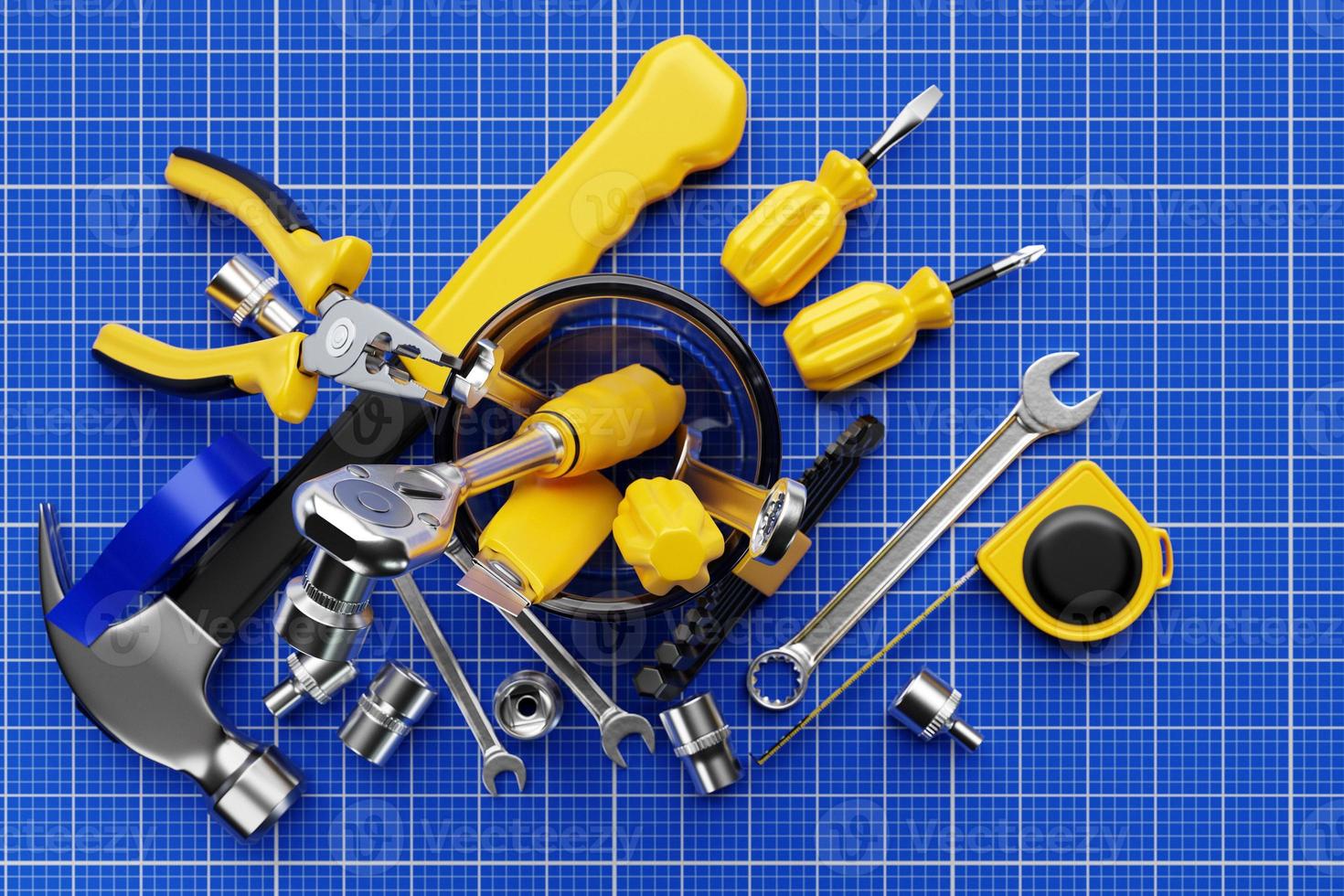 Various working tools for construction, repair. photo