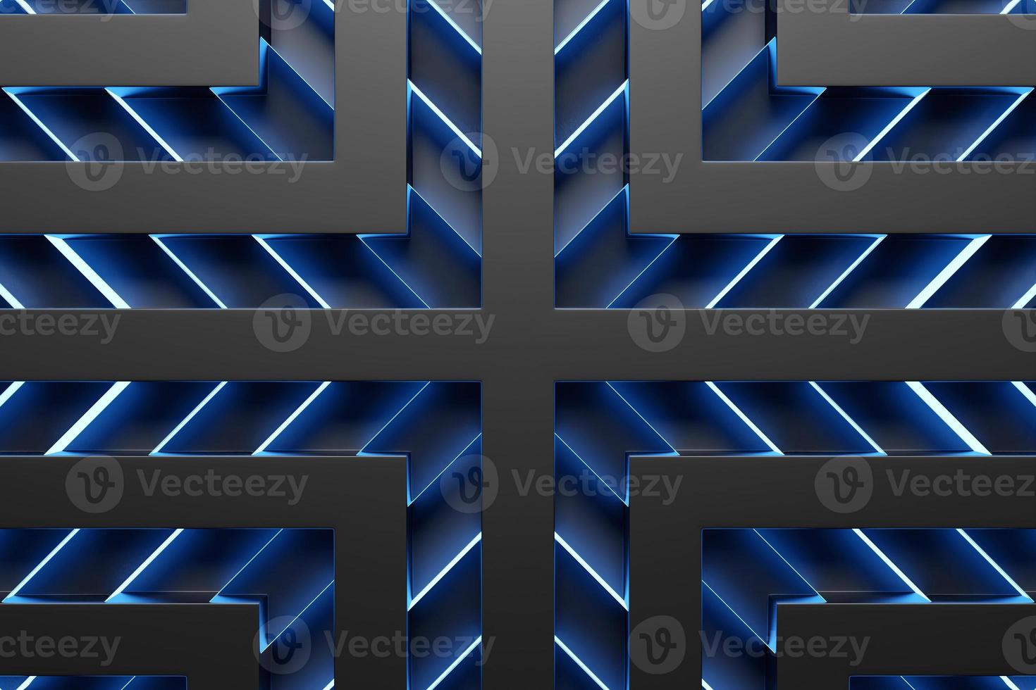3d illustration  black and blue  geometric pattern . Geometry  background, pattern photo