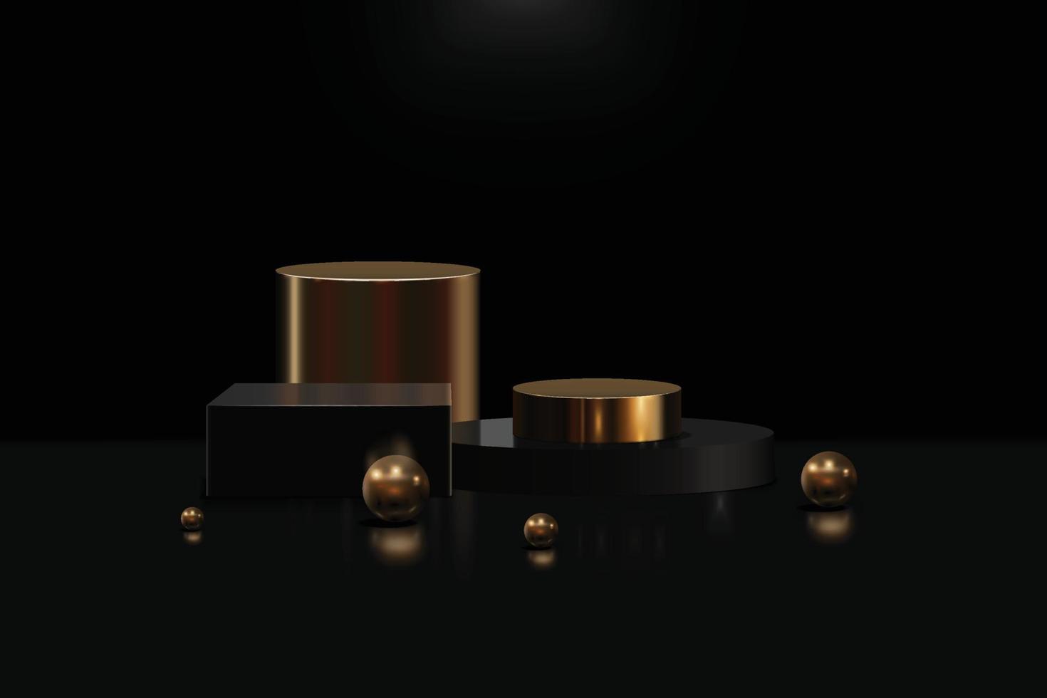 Geometric podium background with black and golden. vector