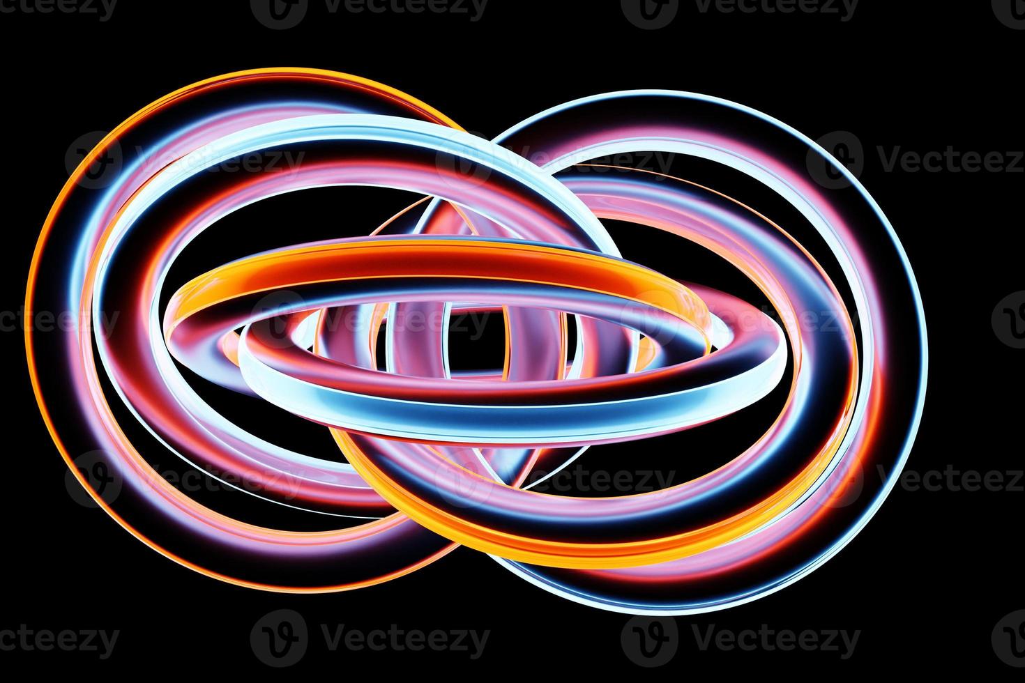 3D illustration of a red and blue torus. Fantastic cell.Simple geometric shapes photo