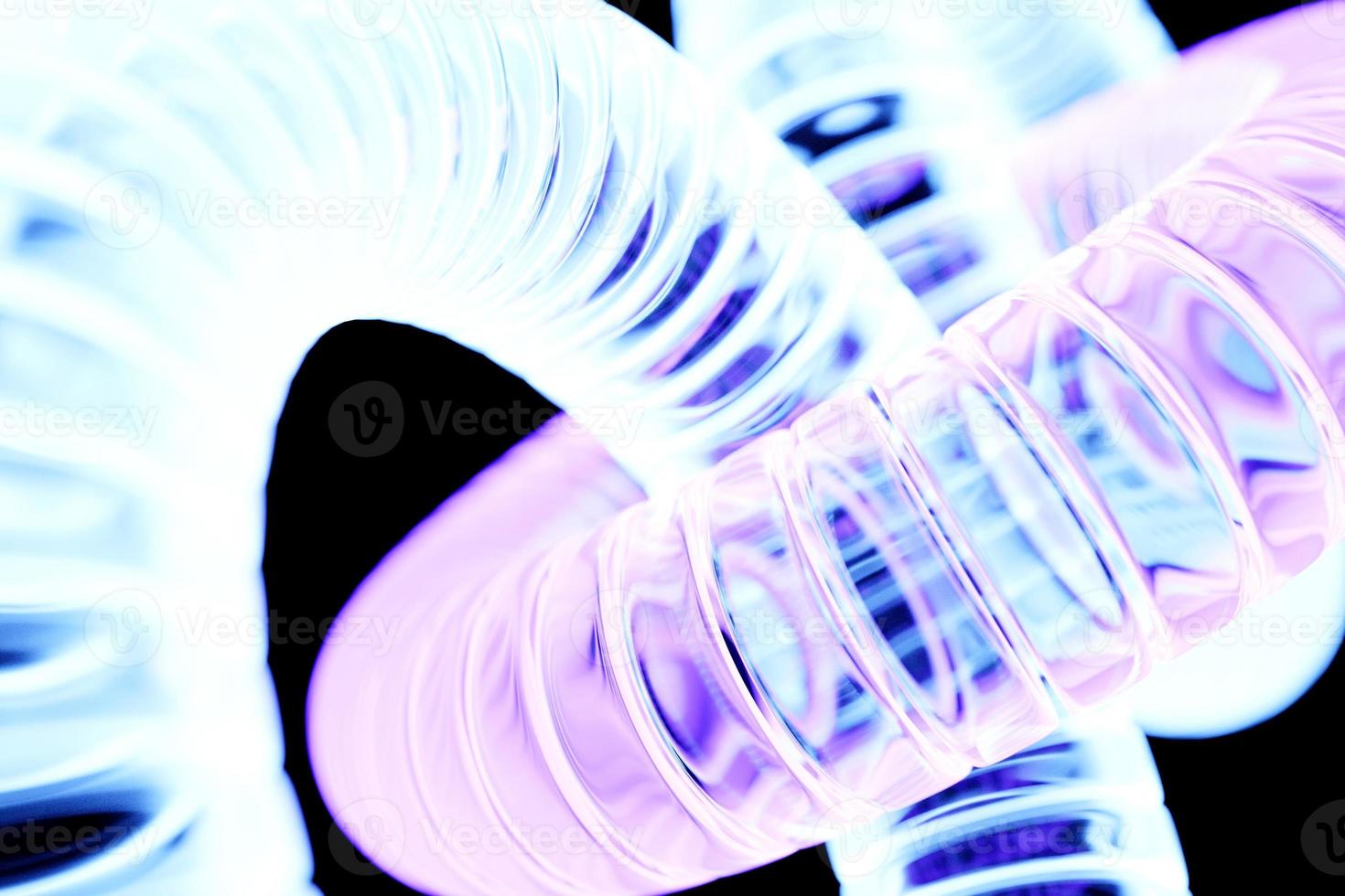 3d illustration of neon blue chains. Chain set. Geometric pattern. science and technology background photo
