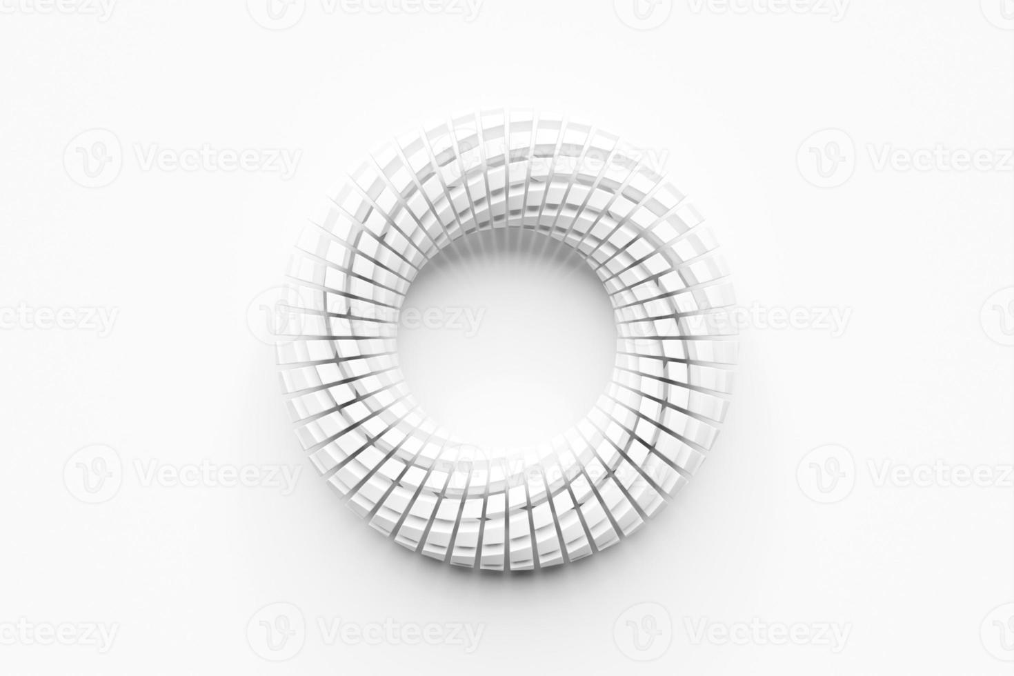 3D rendering abstract    white  round fractal, portal with spikes.  round spiral on white isolated background photo