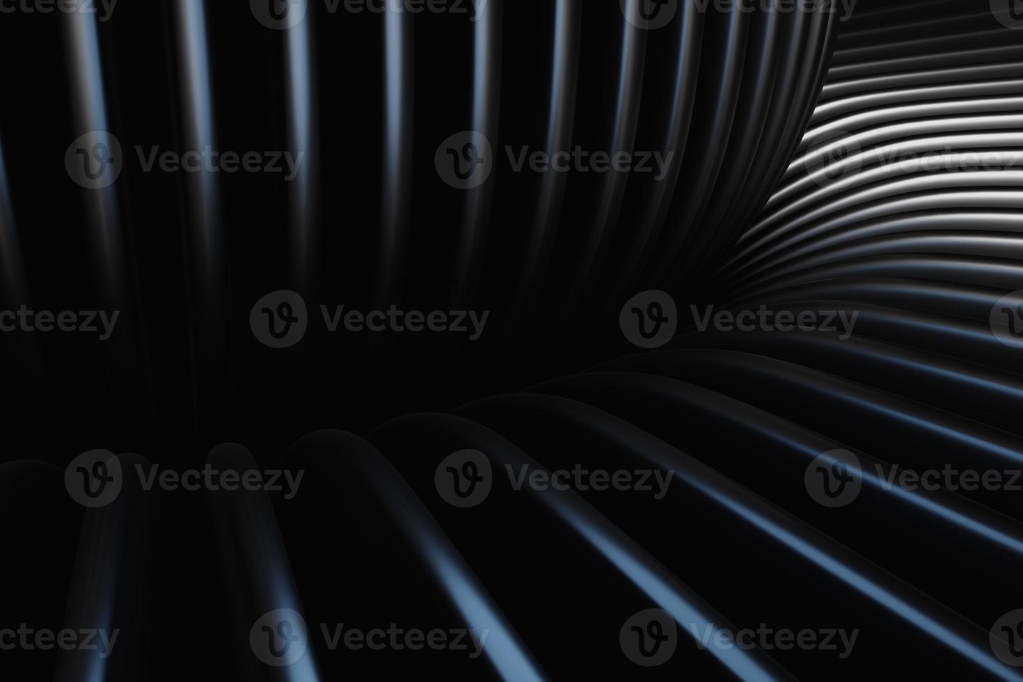 3d illustration of a portal,  walkway .  A close-up of a round black monocrome tunnel. photo
