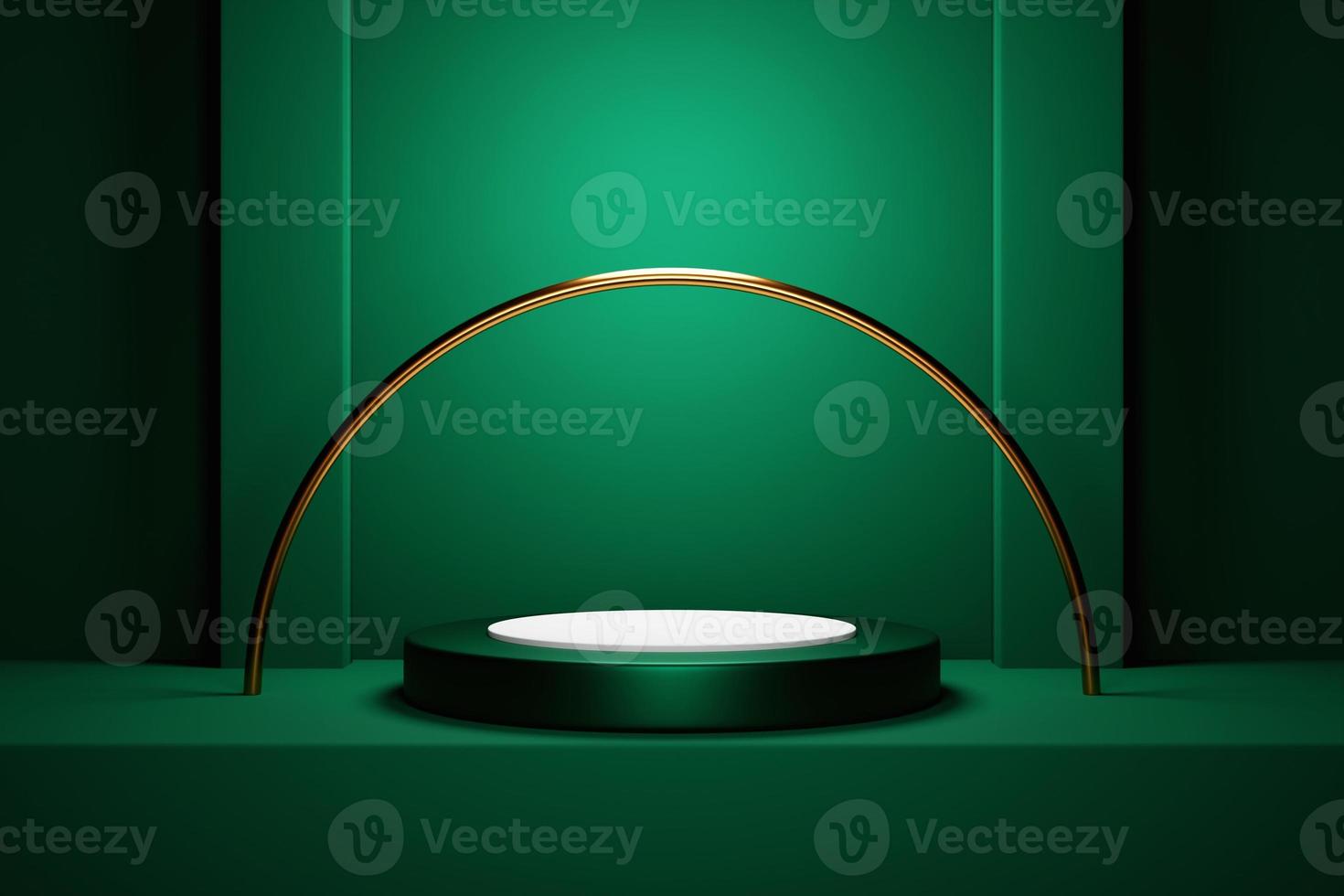 3d illustration of a  green circle podium stand on the background of a geometric composition. 3d rendering. Minimalism geometry background photo