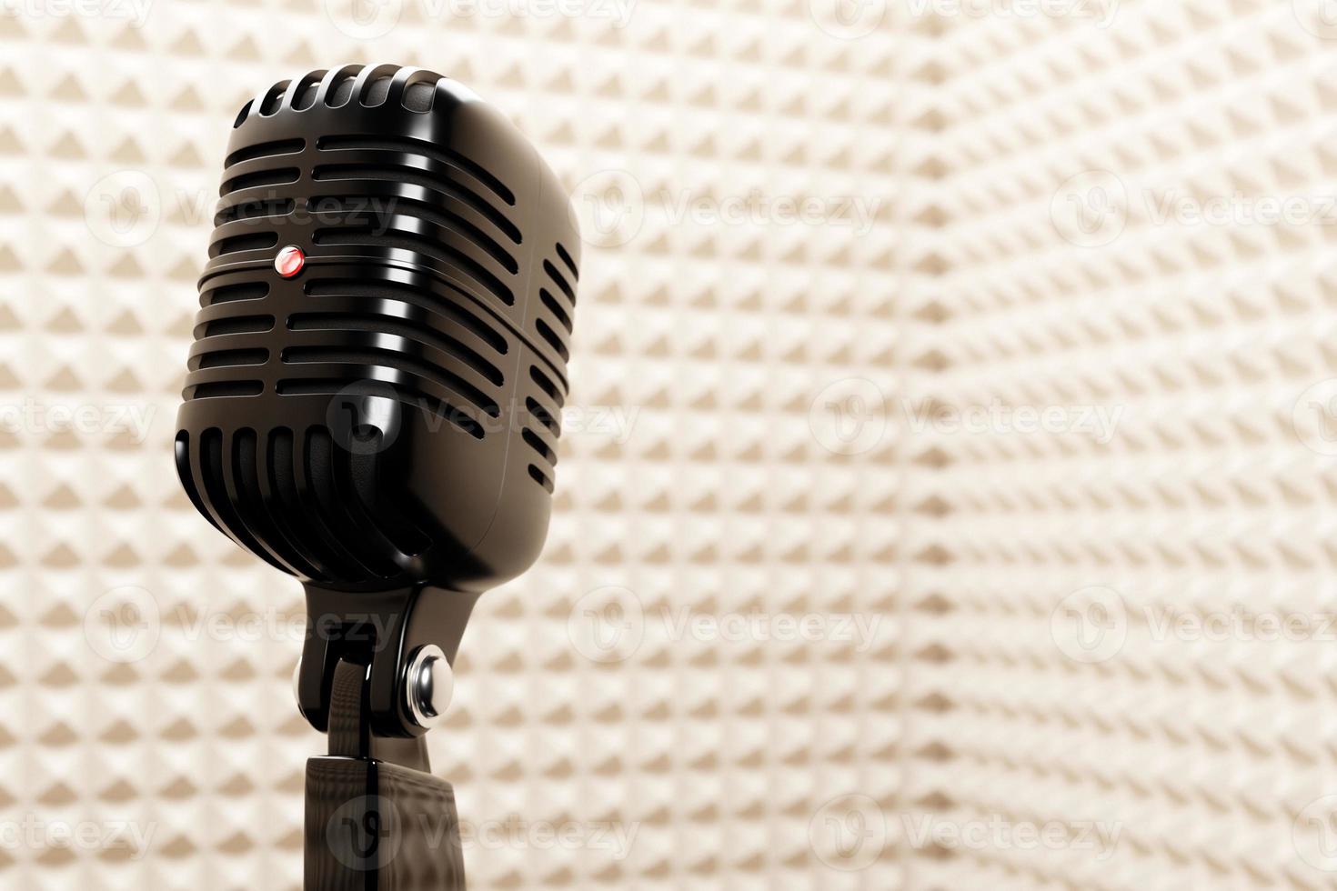 Black  retro microphone isolated on a light background. minimal style. 3d rendering photo