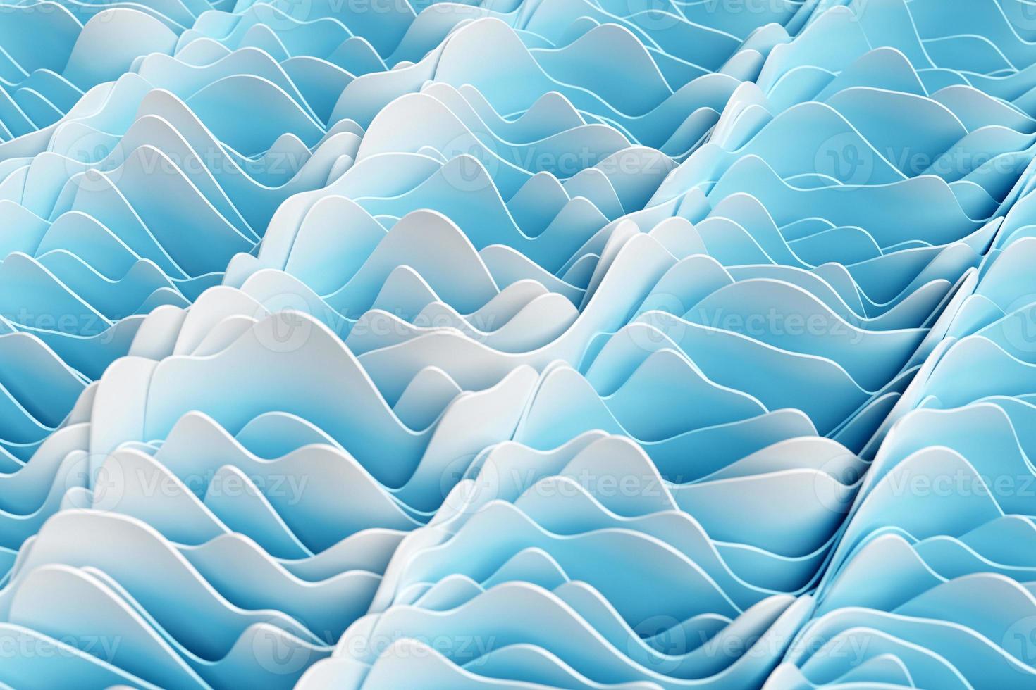3d illustration of a  blue geometric  lines, stripes similar to waves  . Futuristic shape, abstract modeling. photo