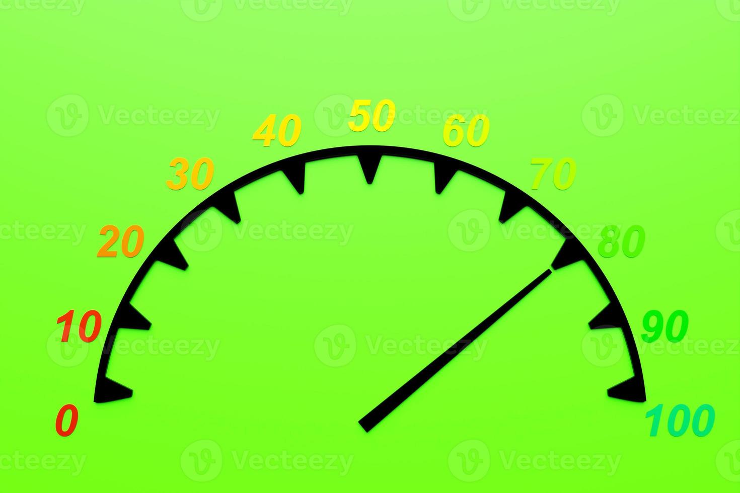 3d illustration  control panel icon with indicator 80 . Normal risk concept on speedometer. Credit rating scale photo