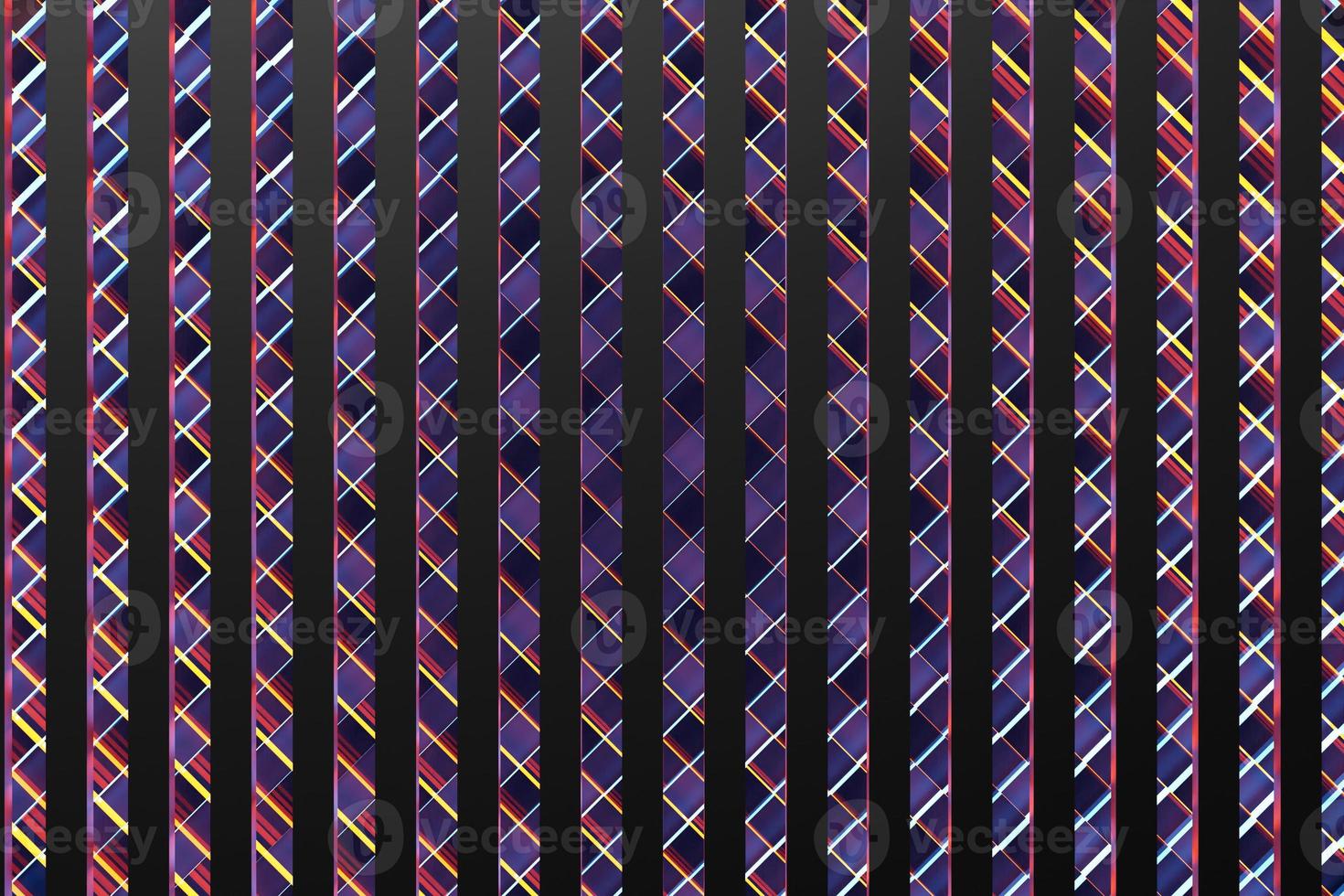 3d Illustration  rows of  colorful line  . Geometric background, wave pattern. photo