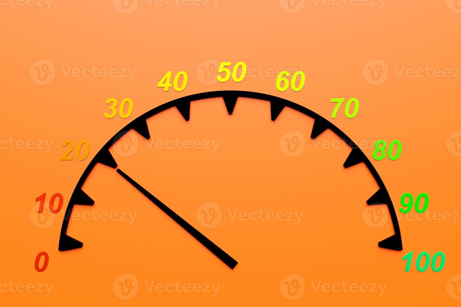 3d illustration round control panel icon.Low  risk concept on  spedometer. Credit rating scale photo