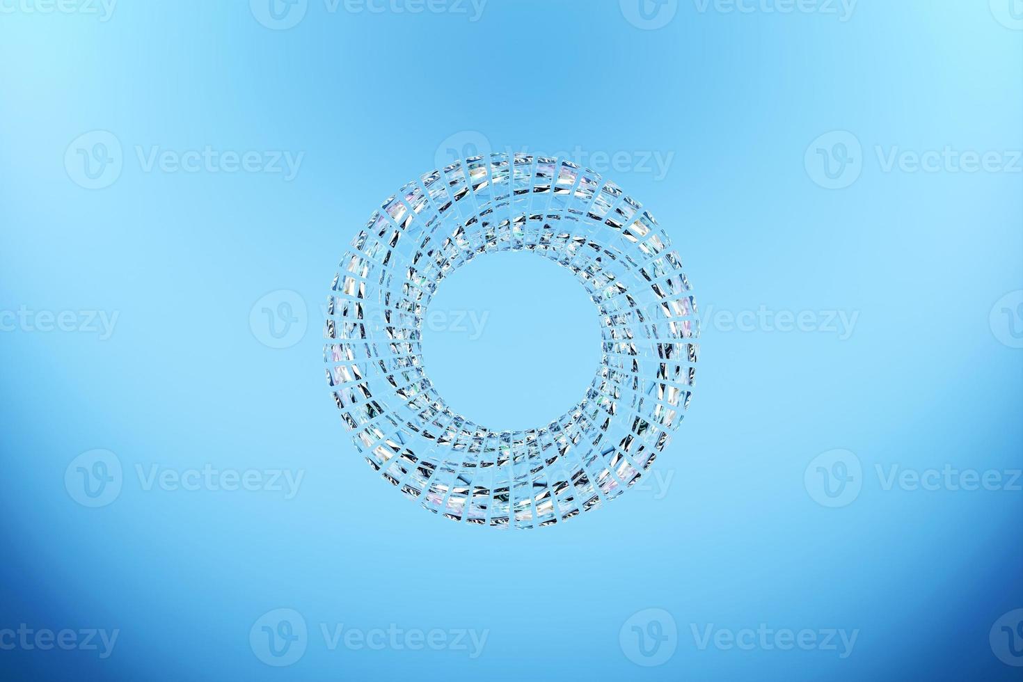 3d illustration of a portal from a circle,  walkway.  A close-up of a blue  round monocrome tunnel. photo