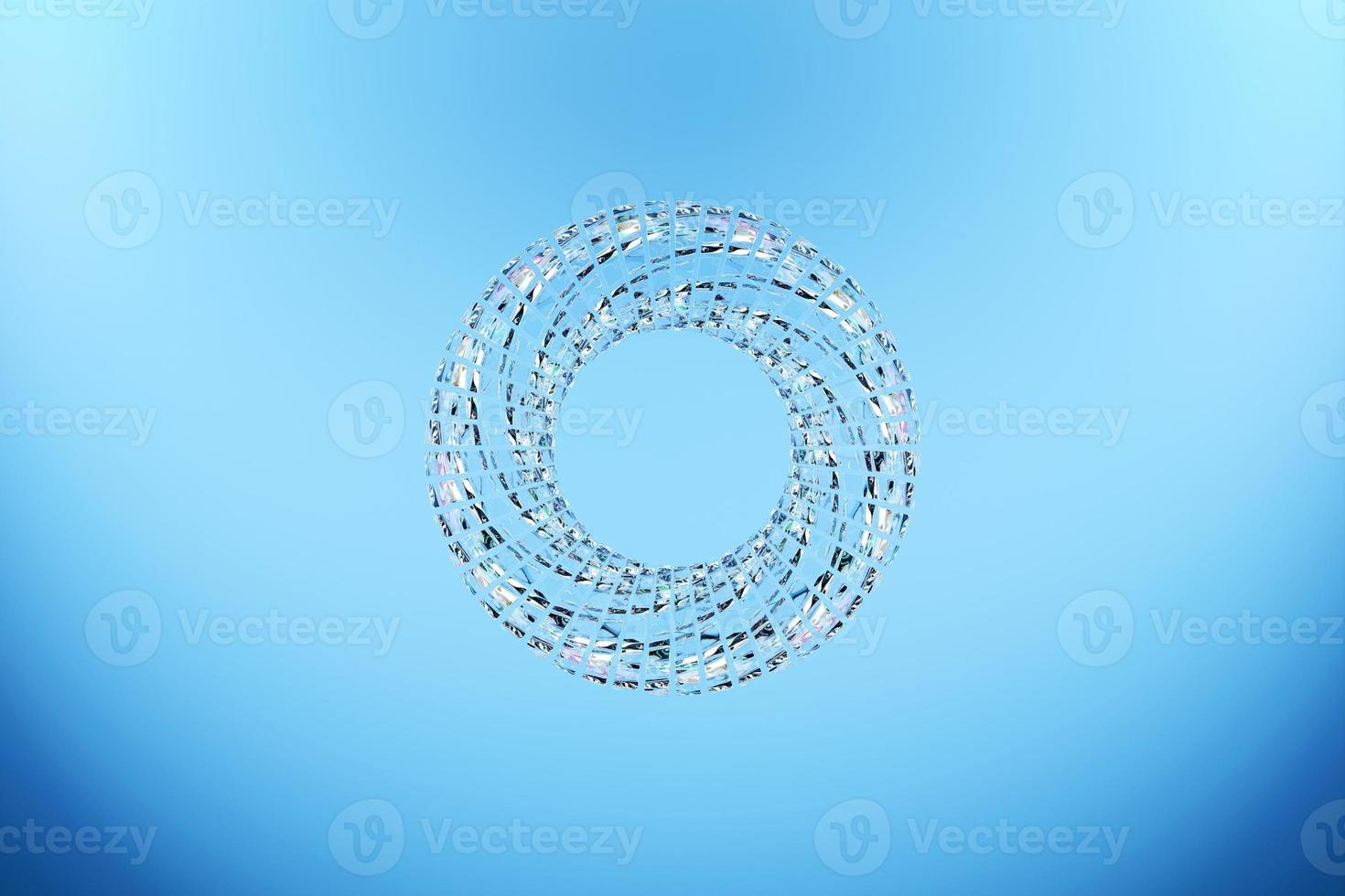 3d illustration of a portal from a circle,  walkway.  A close-up of a blue  round monocrome tunnel. photo