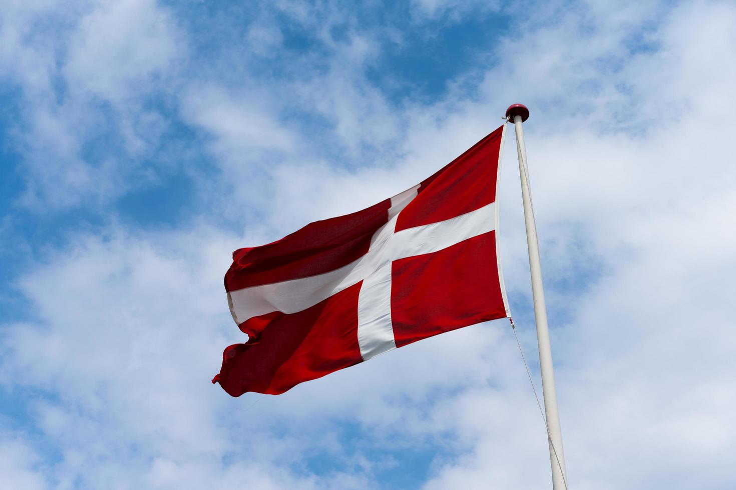 Danish flag waving in the wind photo