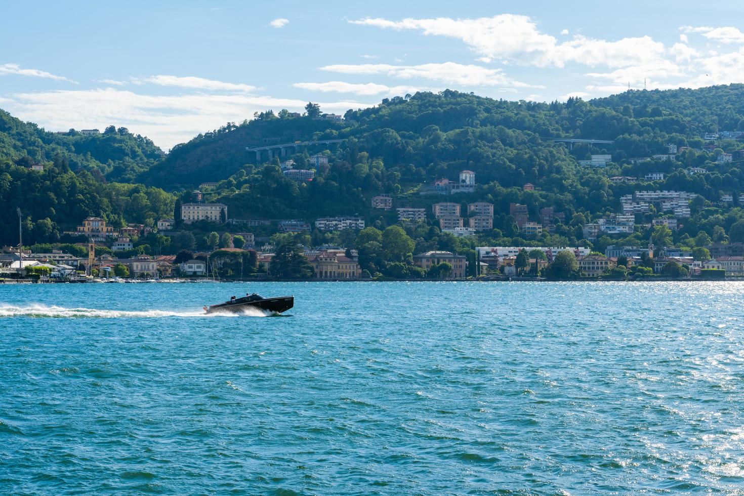 Fast speedboat on lake Como photo