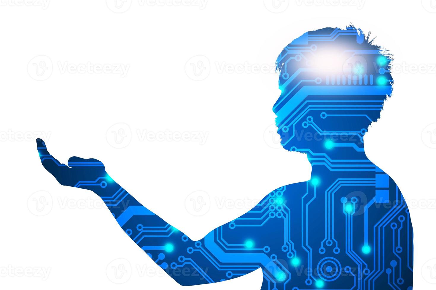 The concept of metaverse technology creates a virtual world. Human beings in the digital age and the future world. where the connection is limitless photo