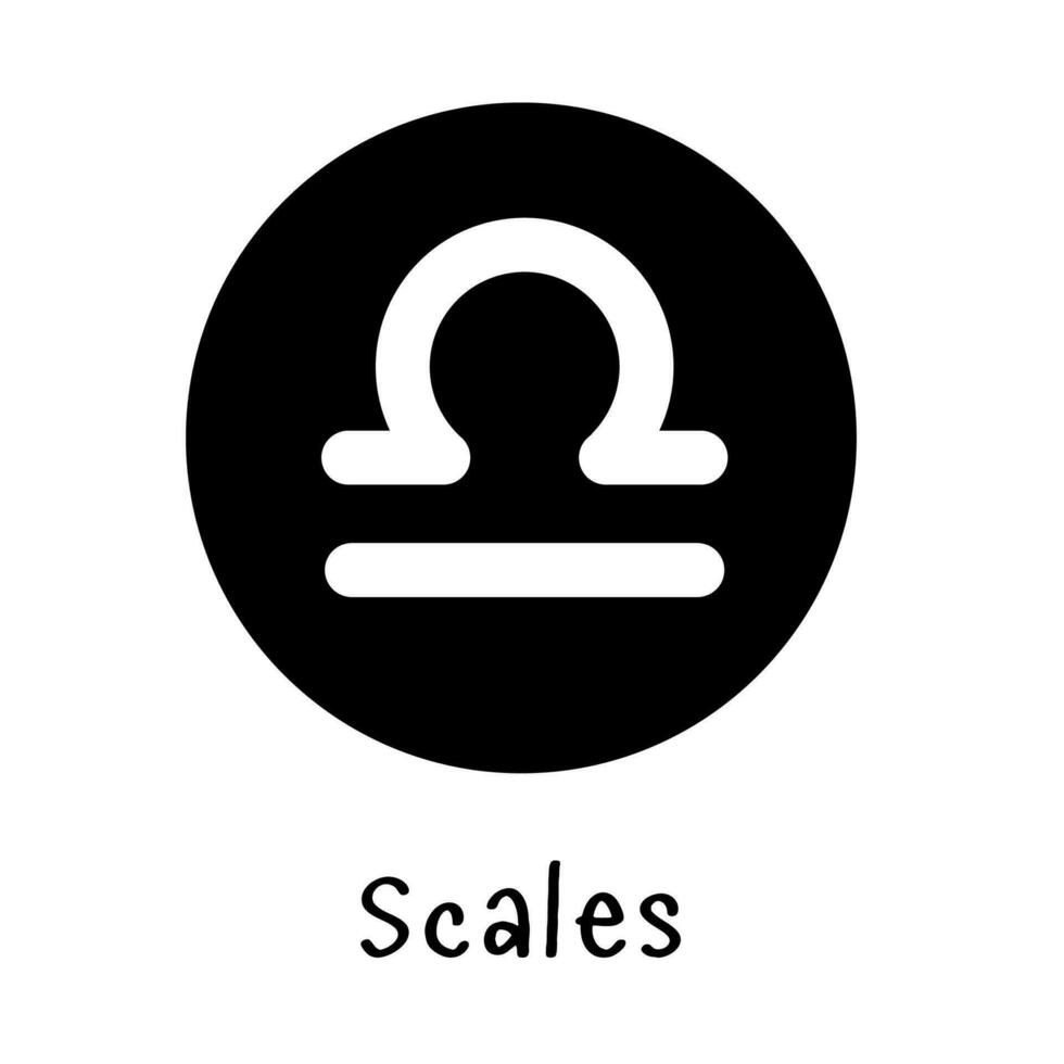 White Scales zodiac sign on a black circle. vector