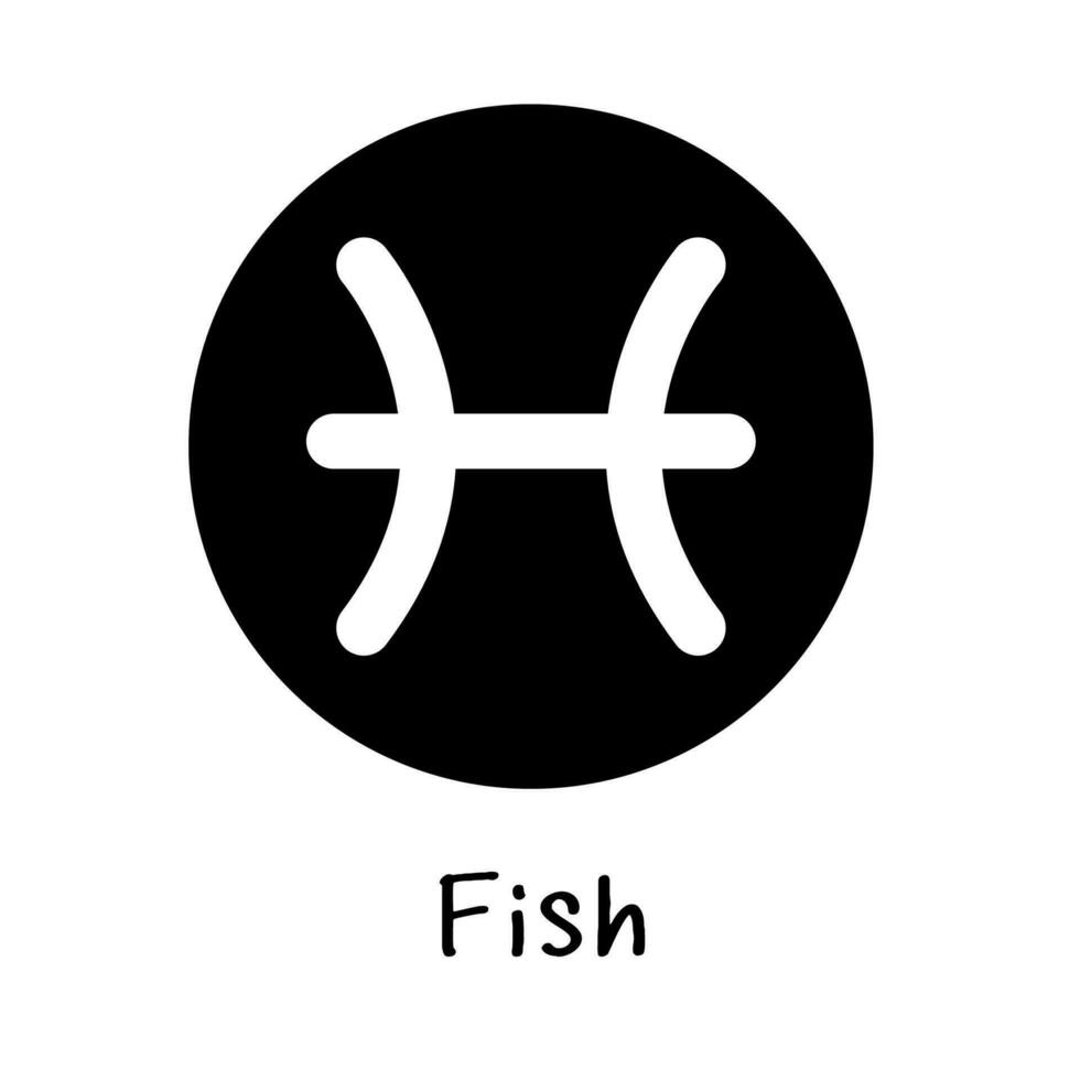 signo del zodiaco de pescado blanco en un círculo negro. vector