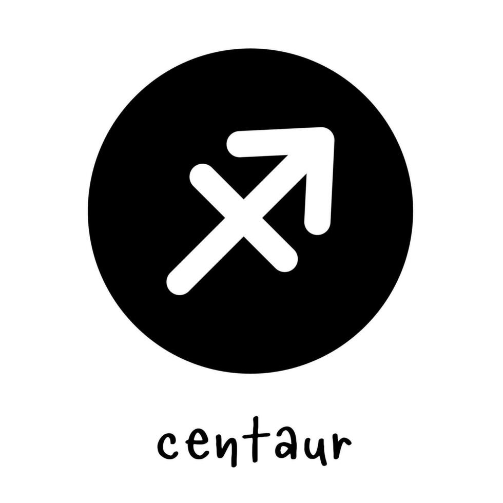 White centaur zodiac sign on a black circle. vector