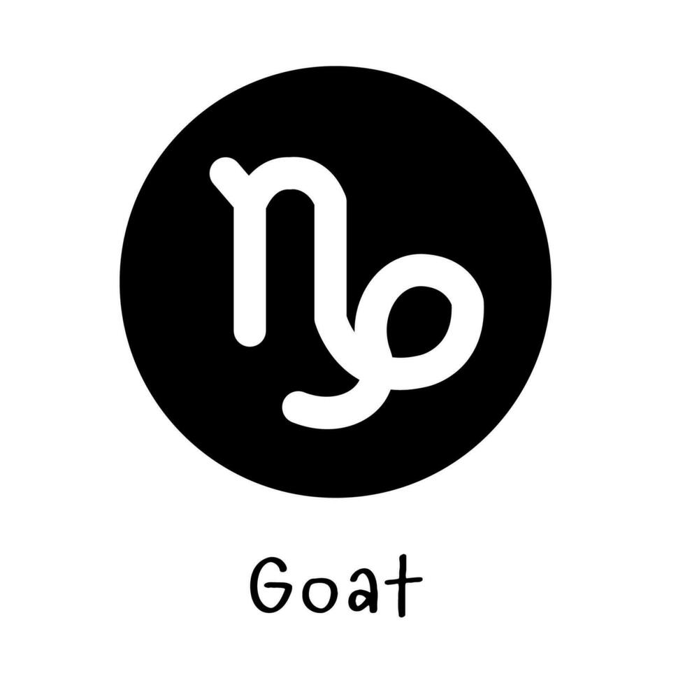 signo zodiacal de cabra blanca en un círculo negro. vector