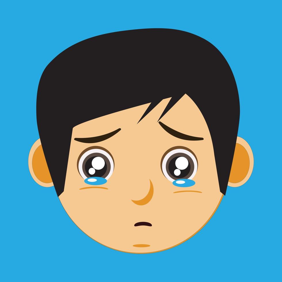 Crying Asian Boy Face Suitable For Children Product vector