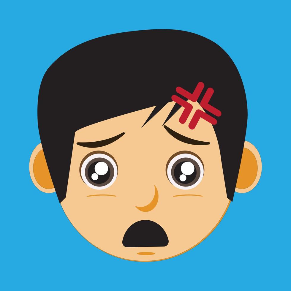 Panic Asian Boy Face Suitable For Children Product vector