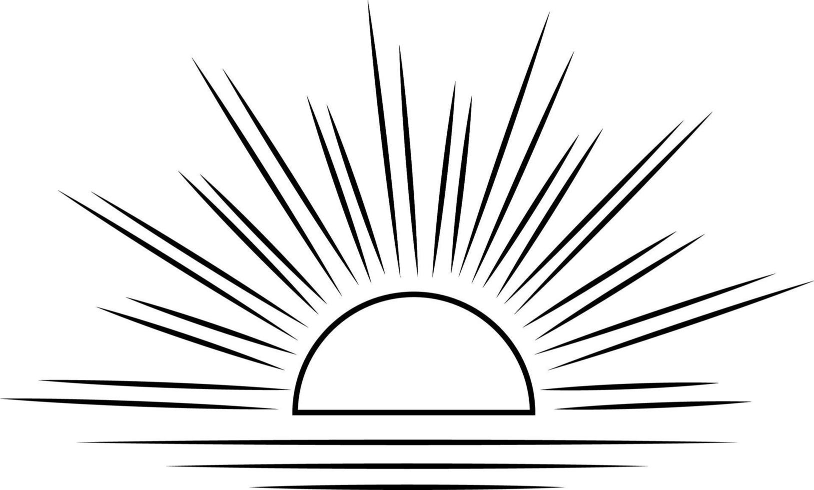 Boho sunrise logo, sun line art vector. Sunset stock vector logo design