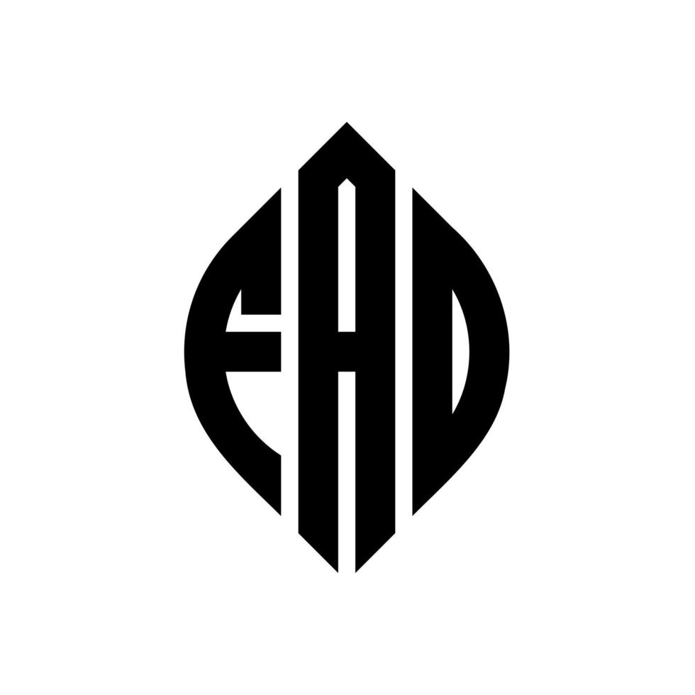 diseño de logotipo de letra de círculo fao con forma de círculo y elipse. fao elipse letras con estilo tipográfico. las tres iniciales forman un logo circular. vector de marca de letra de monograma abstracto del emblema del círculo fao.