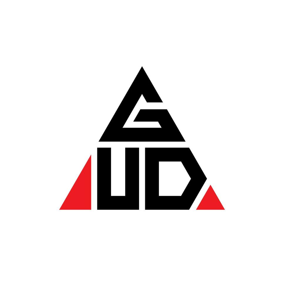 GUD triangle letter logo design with triangle shape. GUD triangle logo design monogram. GUD triangle vector logo template with red color. GUD triangular logo Simple, Elegant, and Luxurious Logo.