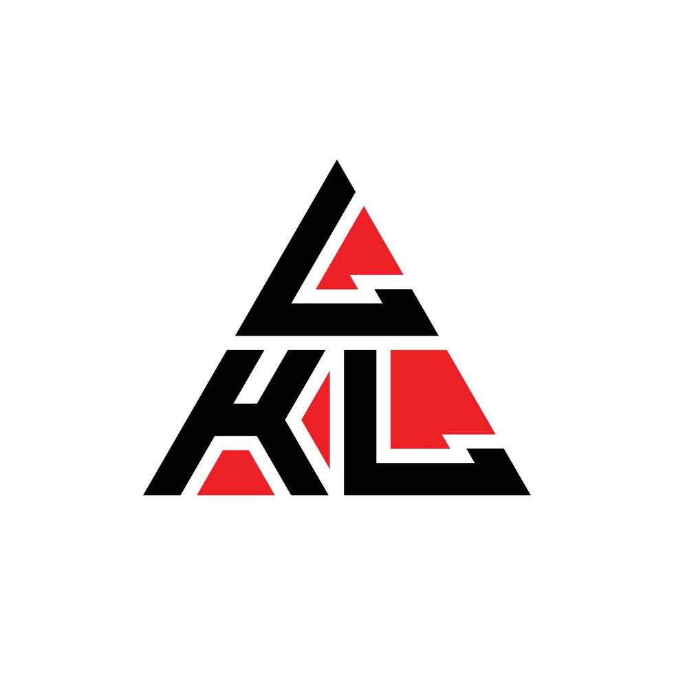 LKL triangle letter logo design with triangle shape. LKL triangle logo design monogram. LKL triangle vector logo template with red color. LKL triangular logo Simple, Elegant, and Luxurious Logo.