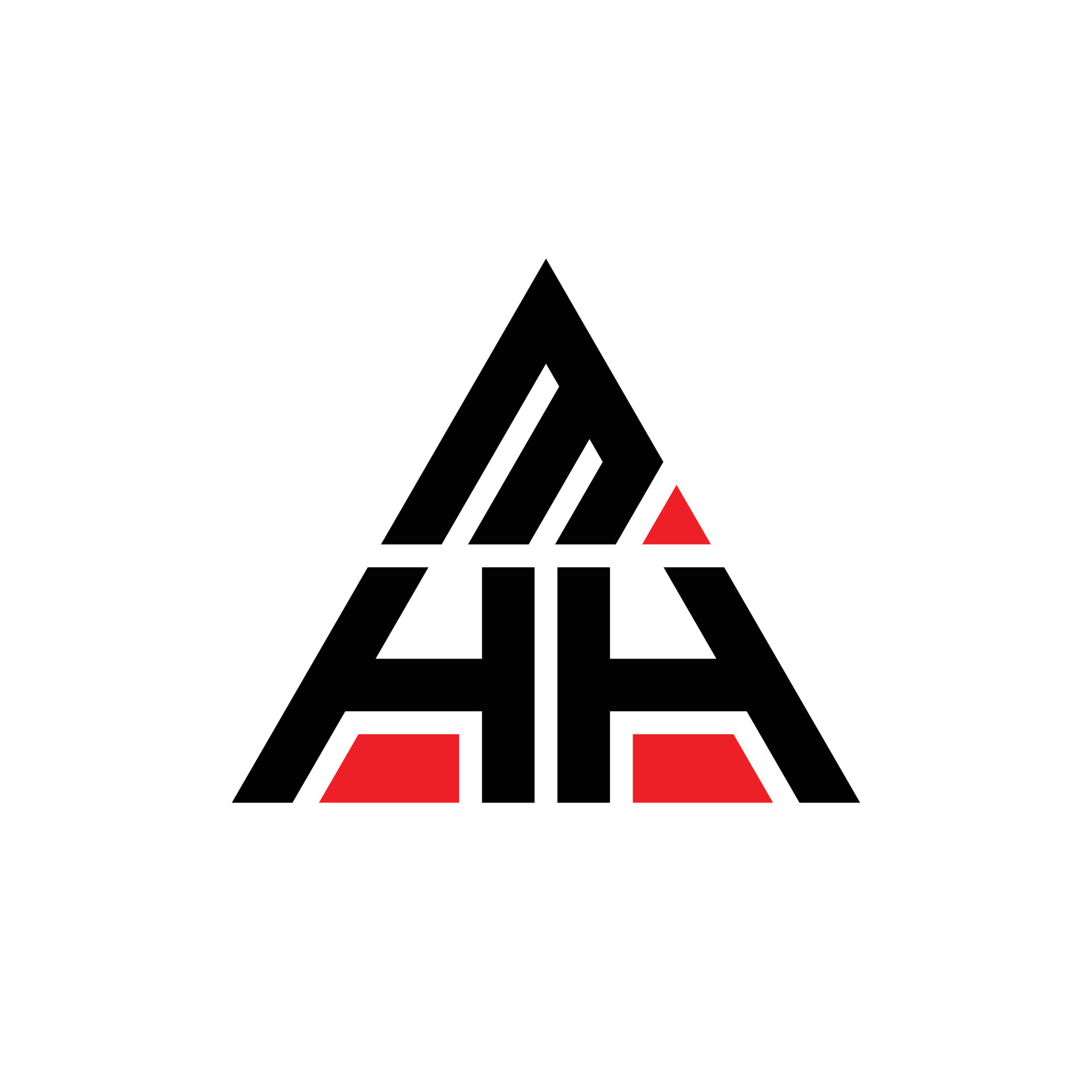 MHH triangle letter logo design with triangle shape. MHH triangle logo