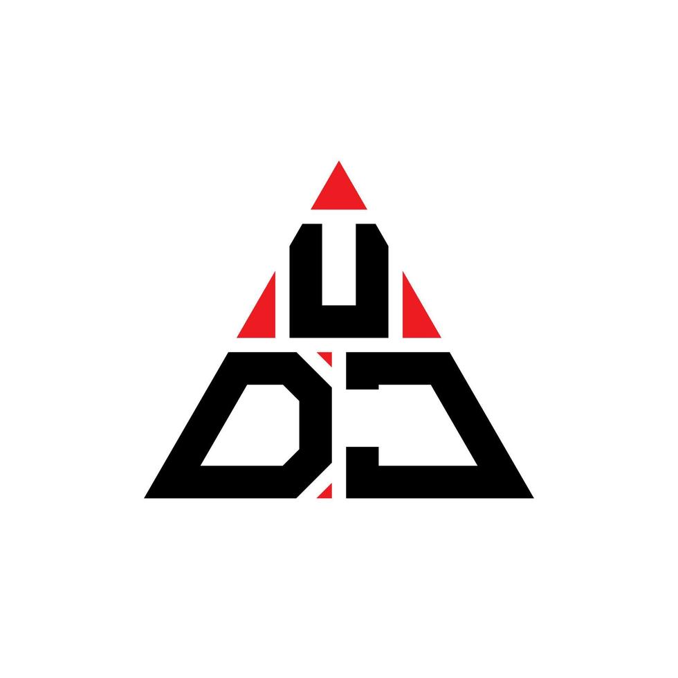 diseño de logotipo de letra triangular udj con forma de triángulo. monograma de diseño del logotipo del triángulo udj. plantilla de logotipo de vector de triángulo udj con color rojo. logotipo triangular udj logotipo simple, elegante y lujoso.